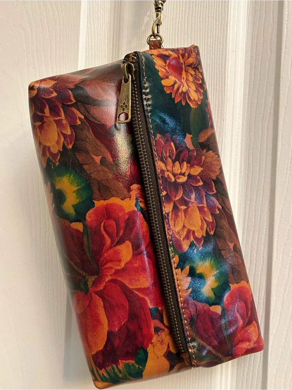 Patricia Nash Floral Zip Wristlet in Red, Orange, Green